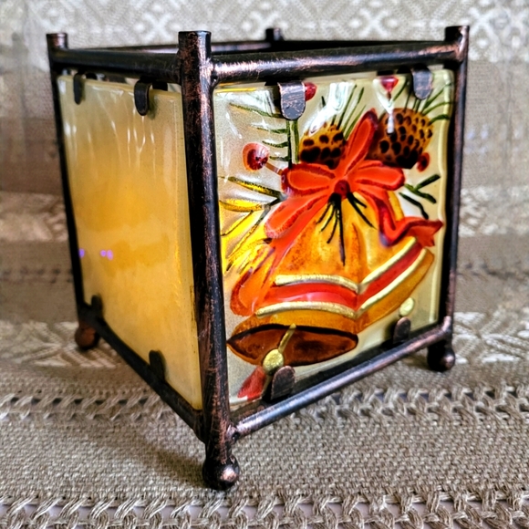 Accents Lantern Tea Light Candle Holder Glass Metal Christmas Decor